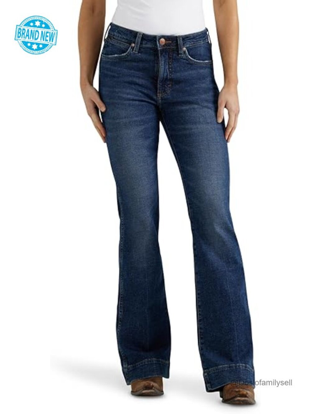 Women's High Rise Trouser Jean Wide Leg Stretch Cotton